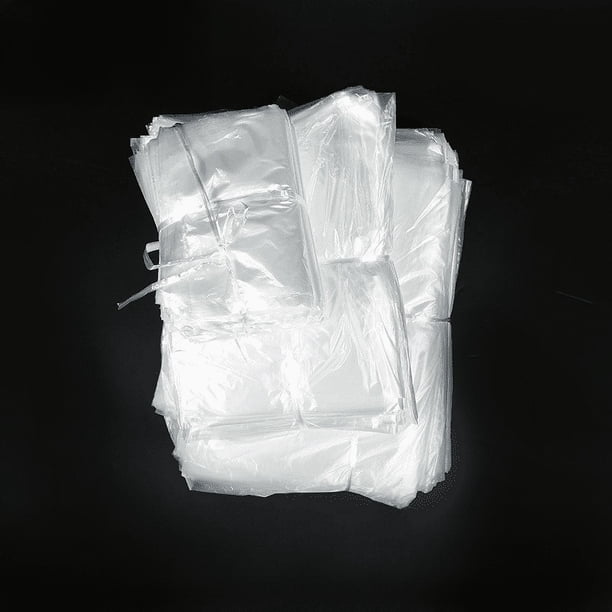 Bolsa de basura de plástico de boca plana desechable para hotel, bolsa de embalaje gruesa con cordón transparente para hotel