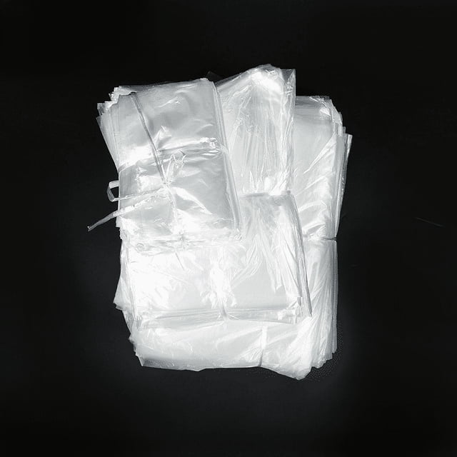 Bolsa de basura de plástico de boca plana desechable para hotel, bolsa de embalaje gruesa con cordón transparente para hotel