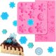 thumbnail image 1 of 2 piezas 3d copo de nieve fondant molde Navidad copo de nieve silicona pastel caramelo molde para pastel cupcake arcilla polimérica proyecto de artesanía (gris blanco), 1 of 5