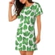 thumbnail image 2 of Fotbe Green Leaves Bata de Dormir para Mujer con Estampado, Camisón de Algodón de Manga Corta, Ropa de Dormir Casual, 2 of 6