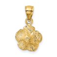 thumbnail image 3 of Finest Gold 14K Yellow Gold Satin Diamond-Cut Hibiscus Pendant, 3 of 3