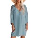 thumbnail image 3 of Vestido corto casual con escote en V Nikou Vestido de cuello en V para mujer, 3 of 6