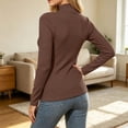 thumbnail image 4 of Tqcoqu Womens Solid Color Turtleneck Long Sleeve Ribbed Fleece Lined Thermal Base Layer Pullover Top,Women's,Size XS-L, 4 of 7
