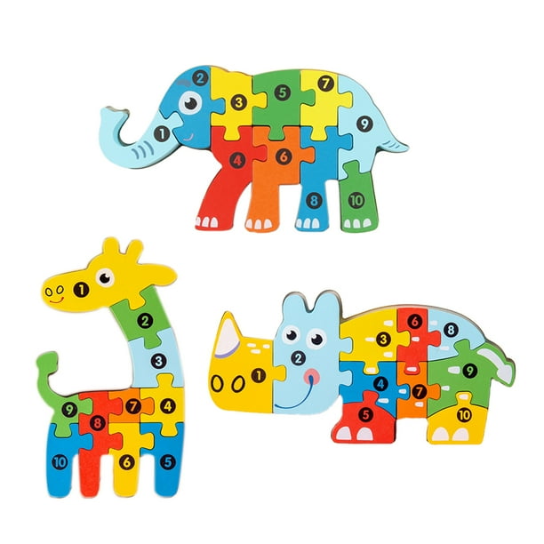 Rompecabezas para ninos pequenos 3 juegos de rompecabezas de animales rompecabezas numerados de madera de colores juguetes educativos de aprendizaje preescolar para ninos y bebes Zhivalor BST3016080 3...