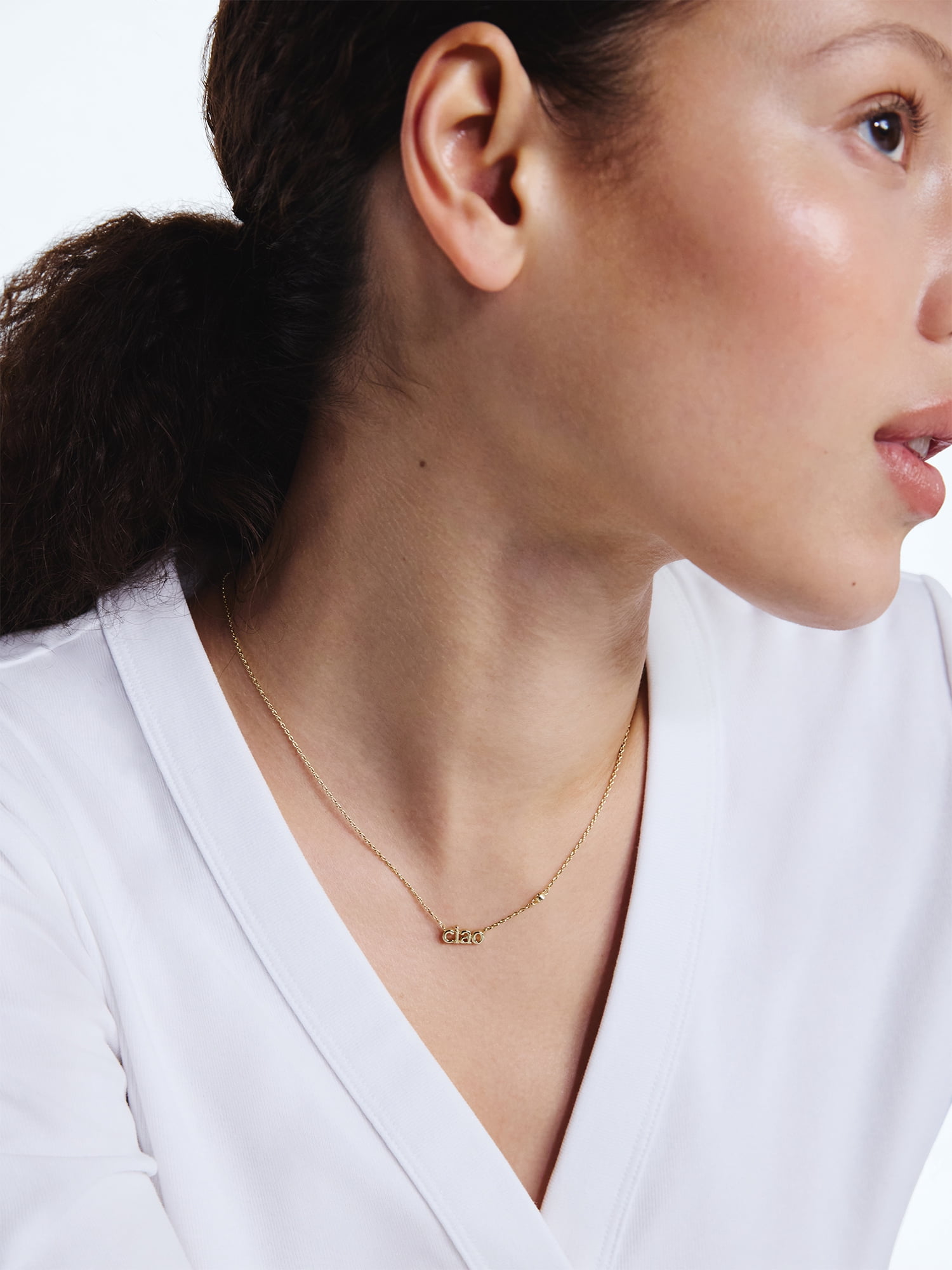 Free Assembly Women's Demi Fine 14K Gold Plated Cubic Zirconia "Ciao" Necklace, 16" + 2" Extender