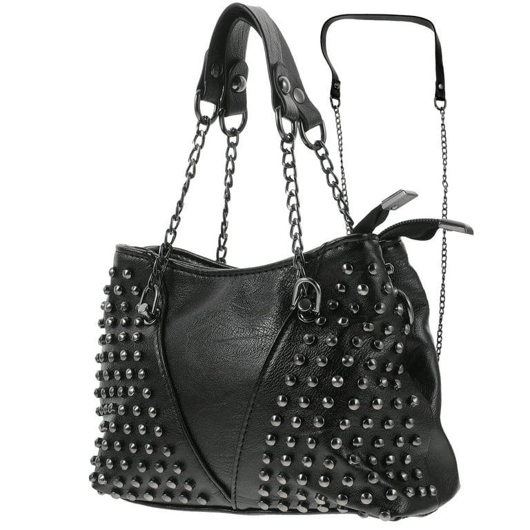 Punk PU Black Crossbody Strap