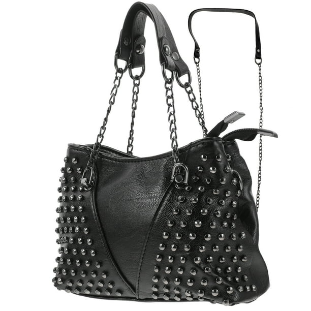 1 bolso de hombro con cadena y remaches, sencillo, tipo mensajero, a la moda.
