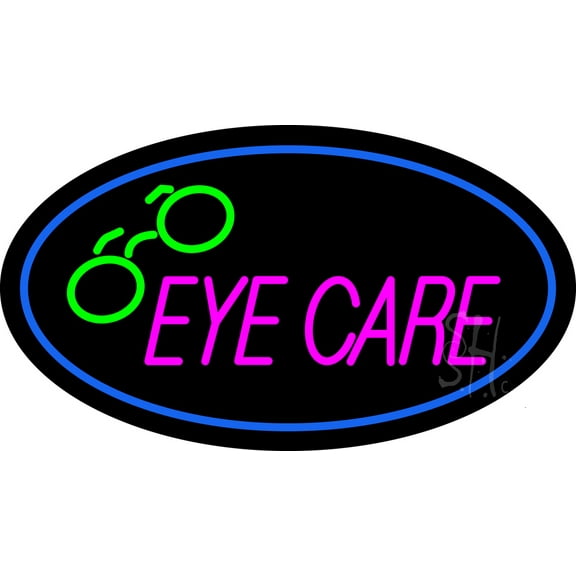 Oval Eye Care Logo LED Neon Sign 20 x 37 - inches, Black Square Cut Acrylic Backing, with Dimmer - Bright and Premium built indoor LED Neon Sign for Defence Force.