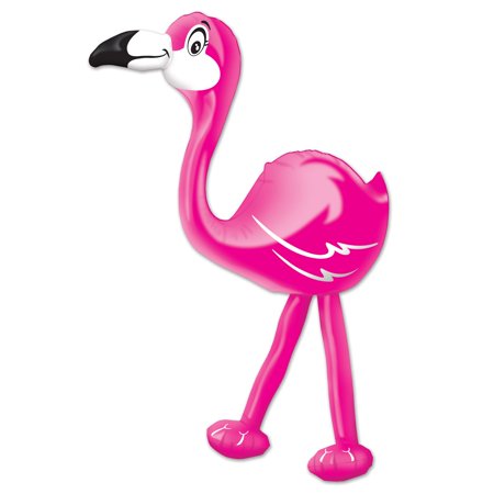 Pack of 6 Inflatable Pink and White Caribbean Tropical Flamingo Decors 24"