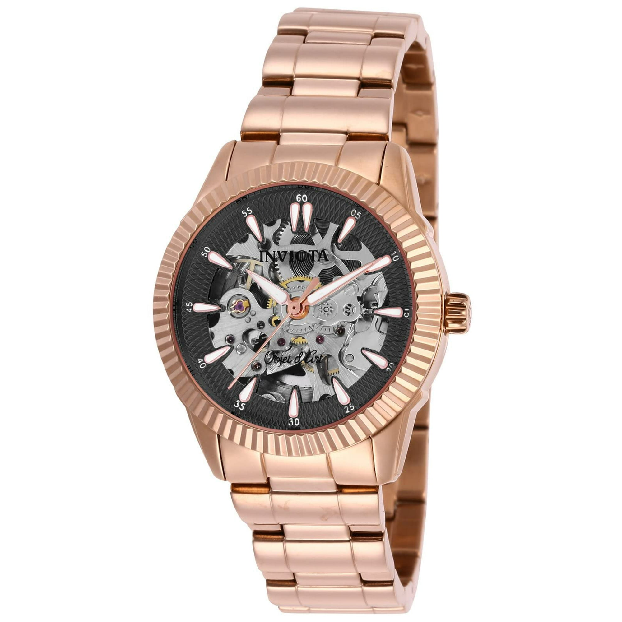 Invicta 26364 Objet D Art 34MM Women s Automatic Rose Tone Stainless Steel Watch Walmart