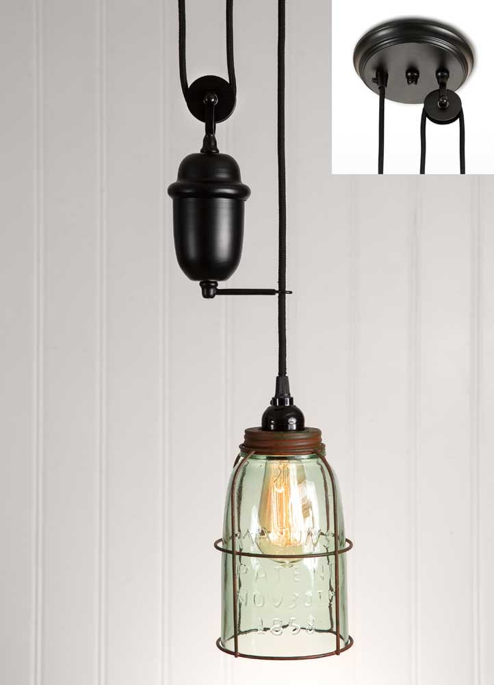 Half Gallon Caged Mason Jar Pulldown Pendant Lamp Com