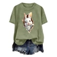 thumbnail image 4 of Tops de Cuello Alto para las Mujeres Amante Impreso Camiseta Cuello Redondo Manga Corta, Poliéster Spandex, 4 of 7