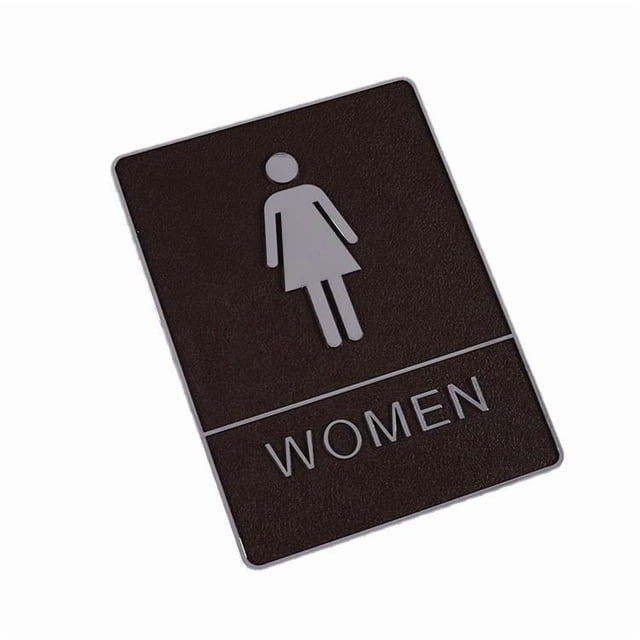 Letrero de baño para mujer, aleación, 15 x 20 cm, autoadhesivo