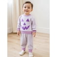 thumbnail image 3 of Toddler Baby Girl Boy Halloween Outfits Long Sleeve Waffle Pumpkin Embroidery Striped Sweatshirt Tops Pant Set Fall Winter Clothes Set, 3 of 9