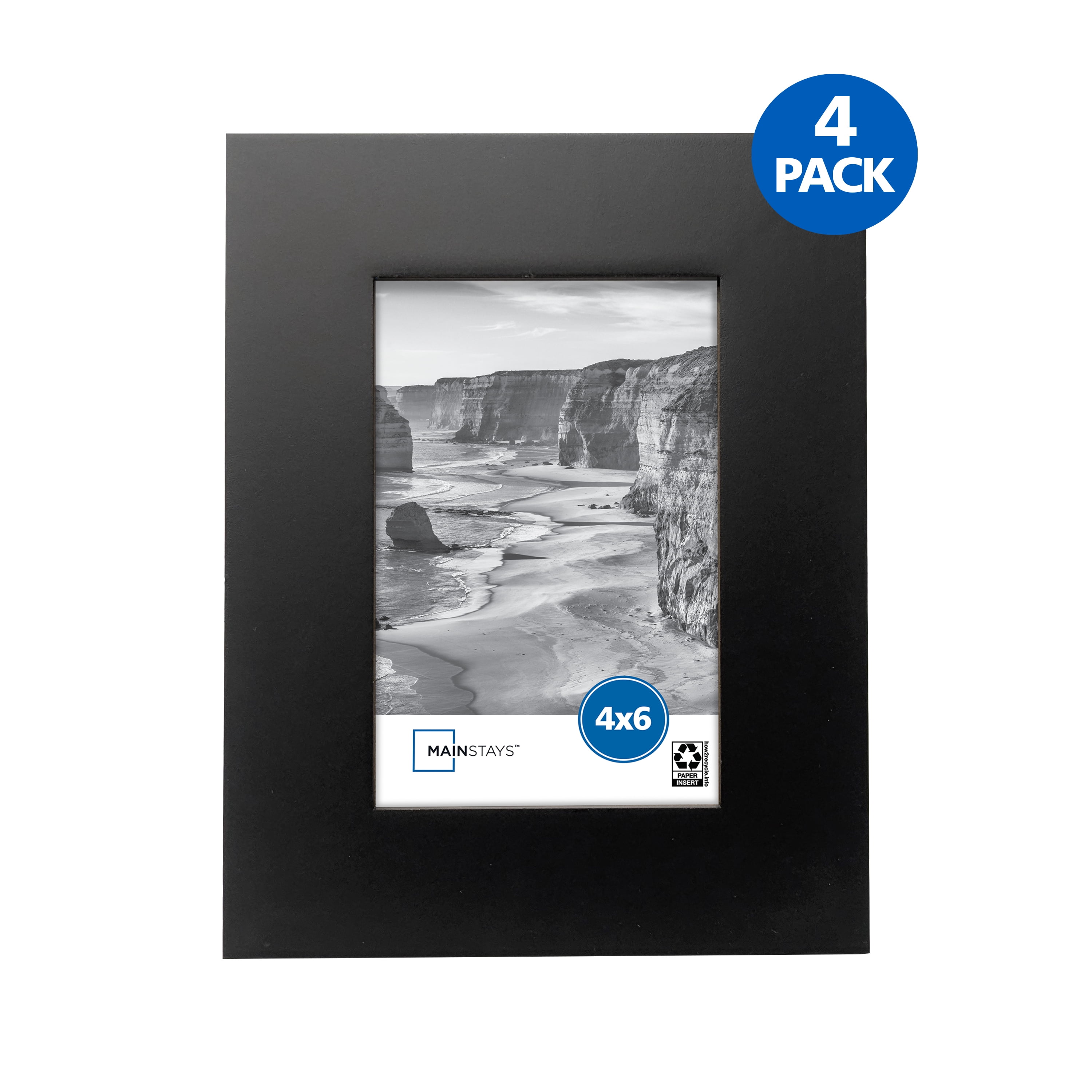 Mainstays 4" x 6" Black Gallery Wall Picture Frames with 1.5" Profile, Set of 4