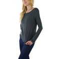thumbnail image 3 of ToBeInStyle Women's L.S. Knit With Sheering Back Neck Detail - Charcoal - 1X, 3 of 6
