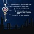 thumbnail image 2 of Gem Stone King 925 Sterling Silver and 10K Yellow Gold Pink and White Lab Grown Diamond Heart and Key Pendant Necklace for Women (0.27 Cttw, Gemstone April Birthstone, with 18 inch Chain), 2 of 6