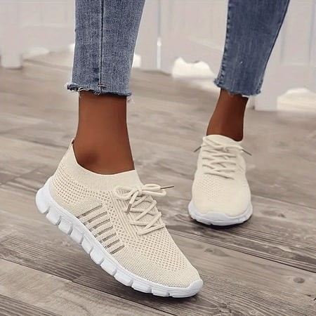 

Women s Breathable Knit Sneakers - Lightweight Lace Up Outdoor Shoes