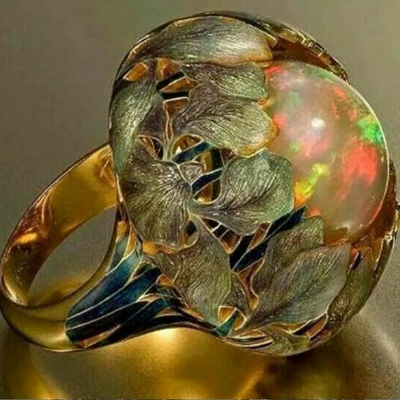 Women's Color Natural Opal Alloy Ring