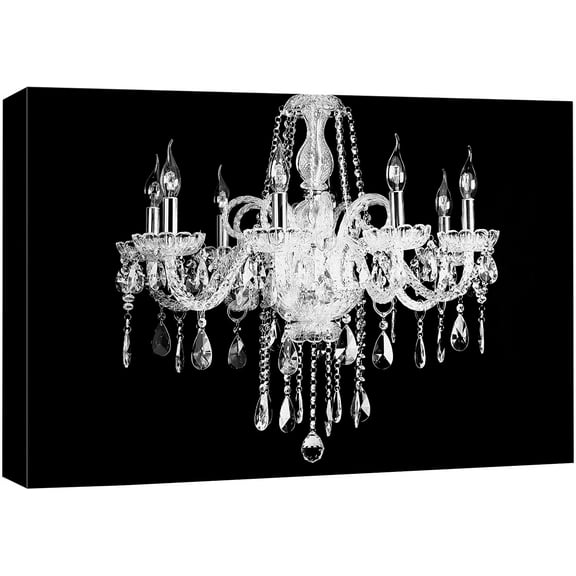 Aaheei Canvas Print Wall Art Ornate Black & White Chandelier Silhouette Decorative Lights Digital Art Modern Art Chic Relax/Calm Multicolor for Living Room, Bedroom, Office