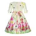 thumbnail image 2 of Girls Dress Princess Elsa Castle Butterfly 3/4 Sleeve Dress 4 Years, 2 of 8