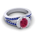 thumbnail image 3 of Diamond-Capitals 2.35 Carat Sparkle Oval Cut Red Ruby & Blue Sapphire Gemstone Wedding Ring for Fiancee 18K White Gold Size 4, 3 of 8