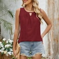 thumbnail image 3 of Scyoekwg Womens Tank Tops Keyhole V Neck Eyelet Sleeveless Tops Summer Trendy Casual Comfy Clothes Loose Hollow Out Shirts Blouses (Wine,XL), 3 of 5