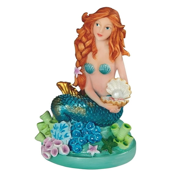 FC Design 4.5"H Blue Mermaid Holding Shell Figurine Statue Sculpture Ornament Decoration Home/Room Decor and Unique Gift Ideas for Housewarming, Holidays and Birthdays