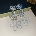 thumbnail image 4 of Triple Flower Dangle Earrings for Women Sterling Silver Post Cubic Zirconia Earrings Floral Tassel Drop Studs Dainty Fashion Ear Jewelry, 4 of 6