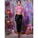thumbnail image 2 of INSPIRE CHIC Día de San Patricio Camiseta Sin Mangas Con Cuello En U, Elástico, Ajustado, Brillante Y Metálico Brillante Para Mujer Sinfonía violeta claro XS, 2 of 5