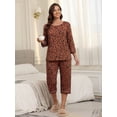 thumbnail image 7 of MINTREUS Women's Pajama Set Three-Quarter Sleeve Pajama Top and Pants Two-Piece Set Summer Loungewear, 7 of 7