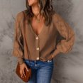 thumbnail image 2 of Suéteres de Otoño Para Mujer Suéter Ahuecado Casual Botones de Punto Sólidos Tops de Manga Larga Con Cuello en V Odeerbi ODB171382, 2 of 8