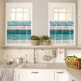 thumbnail image 4 of Kitchen Curtains Valance and Tiers 3 Piece Set, Vintage Farm Teal Ocean Aqua Green Blue Wood Grain Short Window Treatments Rod Pocket Tier and Valance for Cafe Laundry Room Bathroom 36-Inch Tier Set, 4 of 6