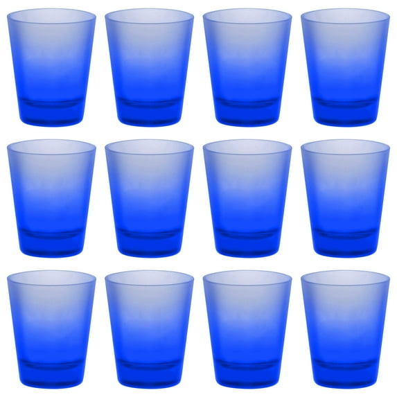 Shot Glasses with Frosted Glass 1.75 oz. Set of 12, Bulk Pack - Great for Weddings, Birthdays, Parties, Indoor & Outdoor Events - Blue