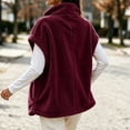 thumbnail image 7 of Kinrui Womens Fuzzy Fleece Vest Oversized Casual Warm Sherpa Jacket Sleeveless Button Down Outerwear with Pockets Solid Color Cap Sleeve Loose Fit Fall Winter Coats Wine XXL, 7 of 7