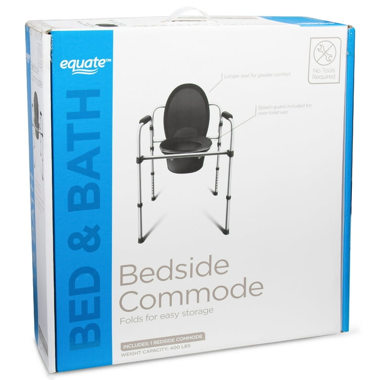 Equate Steel Foldable 3 In 1 Bedside Toilet Commode 400Lb Weight