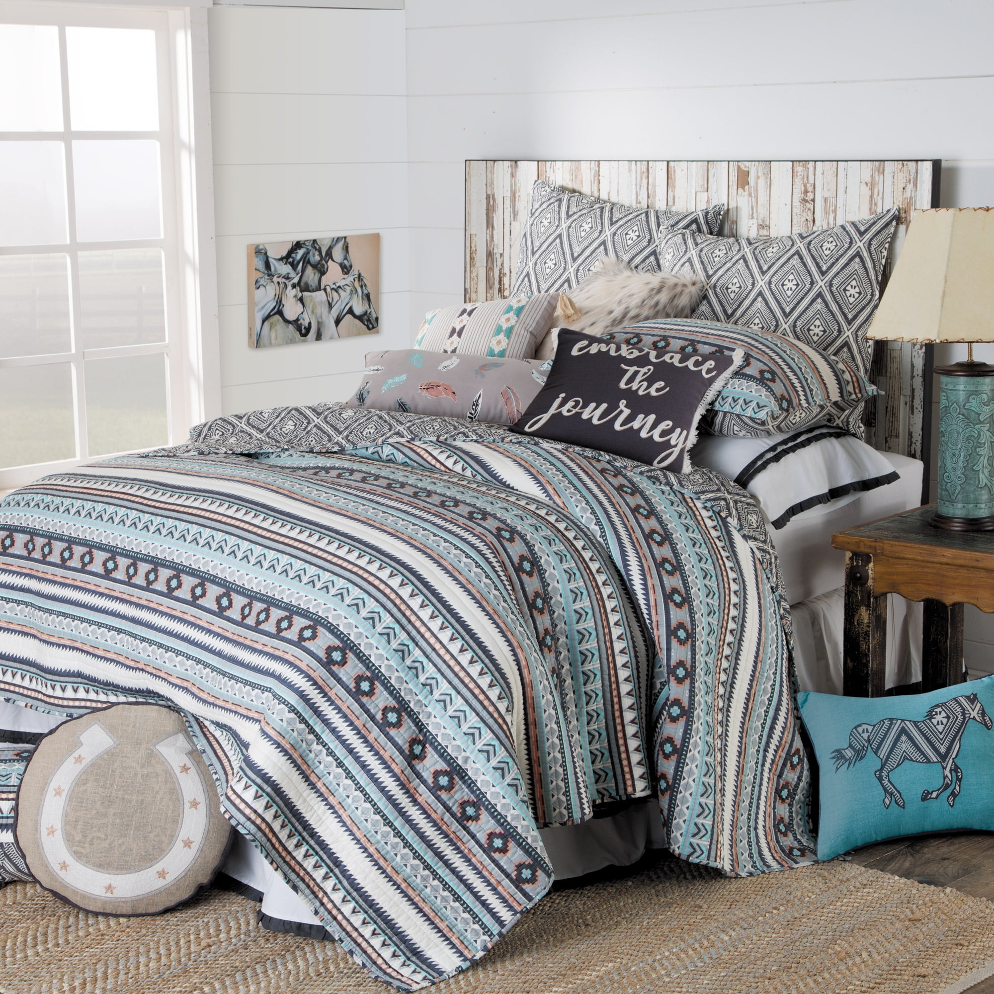 Montana Grey Southwest Quilted Bedding 