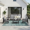 thumbnail image 5 of CIOKEA HDPS 7-piece Outdoor Sectional Sofa Set, Patio Furniture Set , All Weather Outdoor Conversation Set for Deck, Lawn, Black Frame with 4.5IN Gray Cushion, 5 of 9