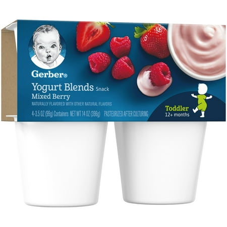 Gerber Yogurt Blends Snack, Mixed Berry, 3.5 oz Cups, 4 Count