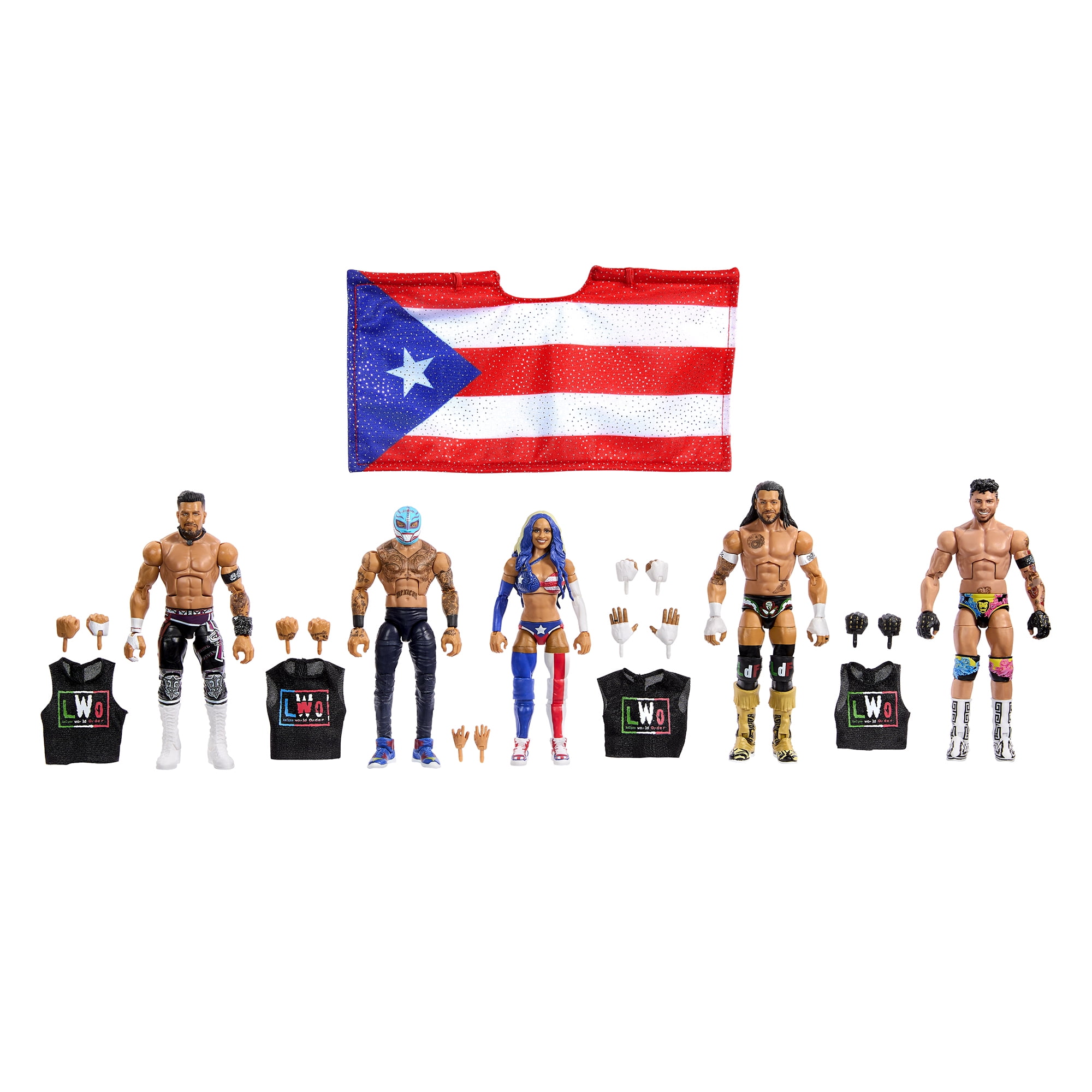 LWO Elite 5-Pack (Rey Mysterio, Santos Escobar, Zelina Vega, Cruz Del Toro & Joaquin Wilde) Mattel WWE Toy Wrestling Action Figures
