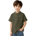 thumbnail image 3 of Zhanqunnn Boys Short Sleeve Shirt Button Up Dress Shirts Tees Pockets, Size 11-12 Years, 3 of 4