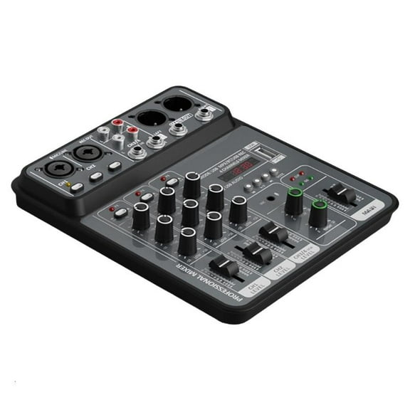 lanema Lightweight 4-Way USB Mixer 4CH Mixing Console with Built In Headphone Output Supports Real Time Monitoring