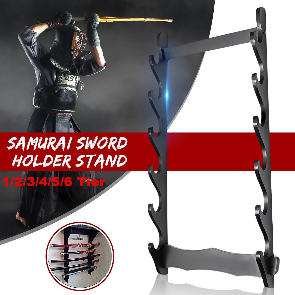 1/2/3/4/5/6 Layers Sword Holder Rack Wall Mount Samurai Sword Katana