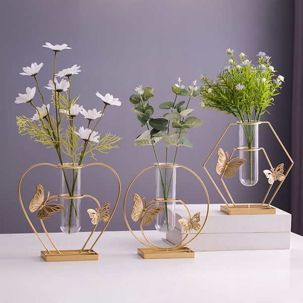 Decorar Arreglo floral artificial de 1 pieza con jarrón de cristal,decoración hidropónica de escritorio para mesa de comedor o sala de estar. Rkxzt