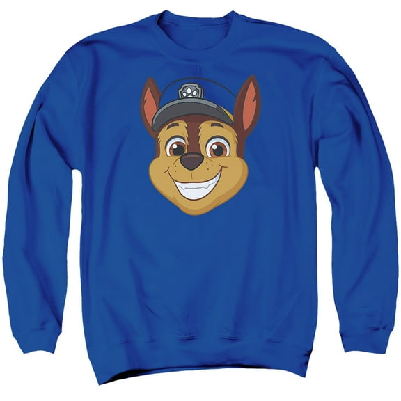 Paw Patrol Chase Grin Unisex Adult Crewneck Sweatshirt (2X-Large) Royal Blue
