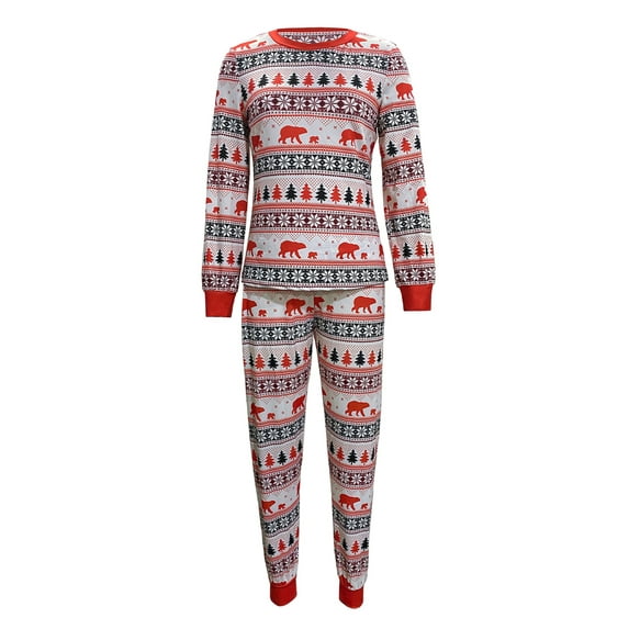 Fayueye Family Matching Christmas Pajamas Sets Long Sleeve Cartoon Print Tops + Pants or Long Sleeve Jumpsuit