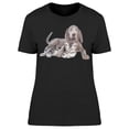 thumbnail image 1 of Kitten Hugging Weimaraner T-Shirt Women -Image by Shutterstock, Female Medium, 1 of 2