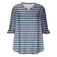 thumbnail image 4 of MaFYtyTPR Women Top 3/4 Sleeve Fashion Ladies's Casual V-Neck Striped Bloues With Ruffled Shaped Sleeves, 4 of 5