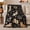 Stretching Cat, variant on Celestial Black Cat Starry Night Pattern, Festive Pet Portrait Pattern, Warm Flannel Blanket for Living Room and Bedroom, Cat Lovers Just Because Gift, Pet Lover Home Decor