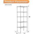 thumbnail image 3 of FDW 5-Tier Wire Storage 17x12x48 Chrome Shelving Shelves, Adjustable Racks Heavy-Duty Metal Shelf, 3 of 7